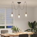 vidaXL Závesná lampa s 3 objímkami E27 čierna kovová