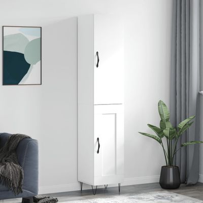 vidaXL Vysoká skrinka biela 34,5x34x180 cm spracované drevo