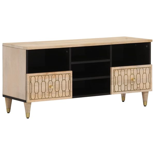 vidaXL TV skrinka 100x33x46 cm, mangový masív