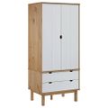 vidaXL Šatník OTTA, hnedo biely 76,5x53x172 cm, borovicový masív
