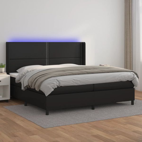 vidaXL Boxspring posteľ s matracom a LED čierna 200x200 cm umelá koža