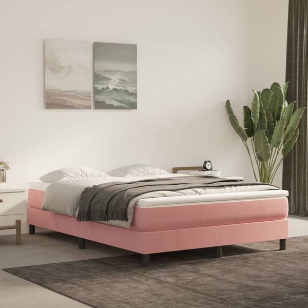 vidaXL Matrac s taštičkovými pružinami stredná tvrdosť ružový 140x190x20 cm zamat