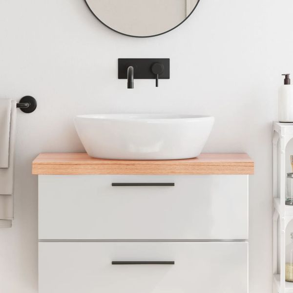 vidaXL Kúpeľňová doska bledohnedá 80x30x(2-6) cm ošetrený masív