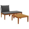 vidaXL 3 ks Záhradný lounge set s vankúšmi Prírodná