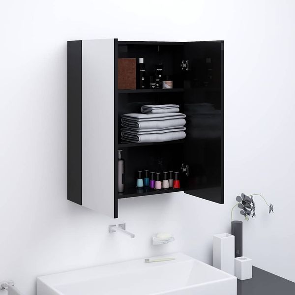 vidaXL Kúpeľňová zrkadlová skrinka 60x15x75 cm MDF lesklá čierna