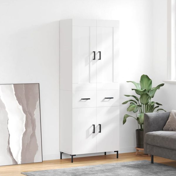 vidaXL Vysoká skrinka lesklá biela 69,5x34x180 cm spracované drevo