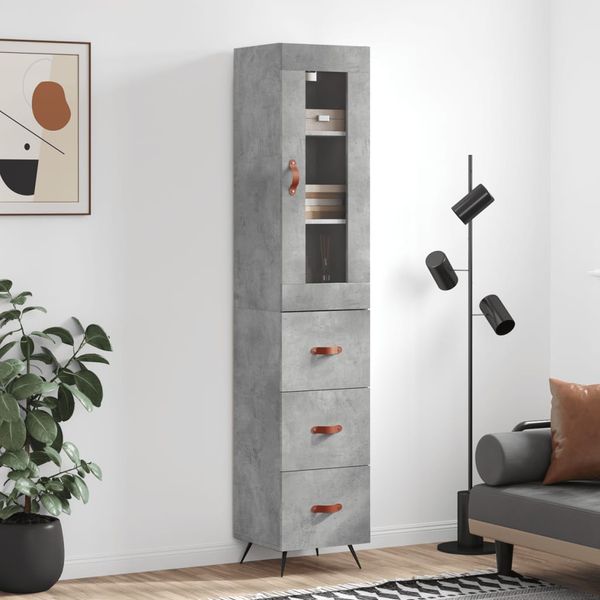 vidaXL Vysoká skrinka betónová sivá 34,5x34x180 cm spracované drevo