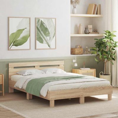vidaXL Rám postele s LED pásikmi Sonoma 152 x 203 cm Kompozitné drevo
