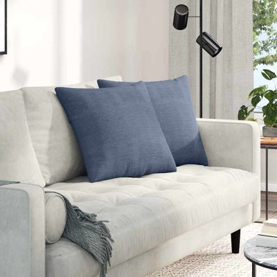 vidaXL Vankúše na pohovku 2 pcs Modrá 50 x 50 cm Kordúrová tkanina
