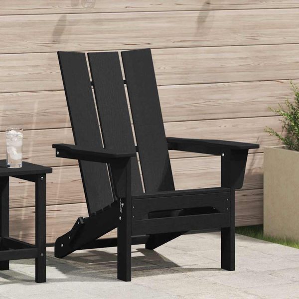 vidaXL Skladacia Adirondack kreslo Čierna 80,5 x 74,5 x 92 cm HDPE