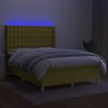vidaXL Posteľ boxsping s matracom a LED zelená 140x190 cm látka