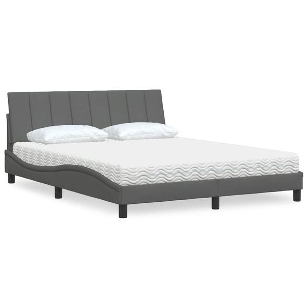 vidaXL Posteľ s matracom Hanko tmavosivá 160x200 cm látka