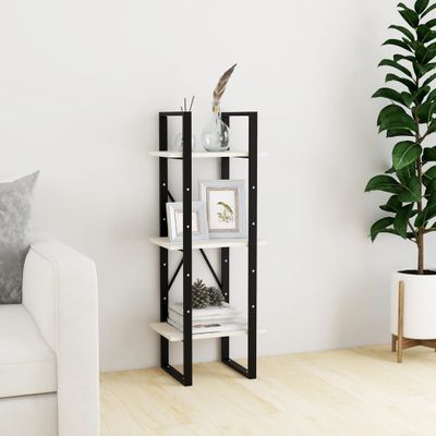 vidaXL Knižnica s 3 policami biela 40x30x105 cm borovicový masív