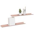 vidaXL Závesná polica 2 ks Ružová 60 x 8,5 x 2,5 cm Oceľ