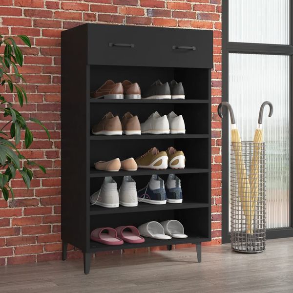 vidaXL Botník čierny 60x35x105 cm spracované drevo