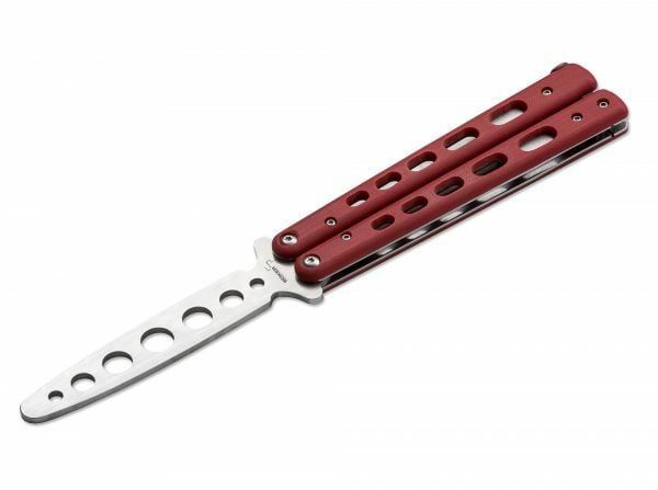 Böker Plus 01BO712 Balisong Trainer tréningový nôž 10,3 cm, červená, G10