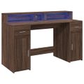vidaXL Stôl s LED svetlami hnedý dub 140x55x91 cm kompozitné drevo