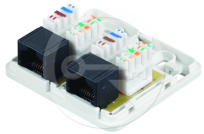 Zásuvka Solarix CAT5E UTP 2 x RJ45 na omietku biela SX288-5E-UTP-WH