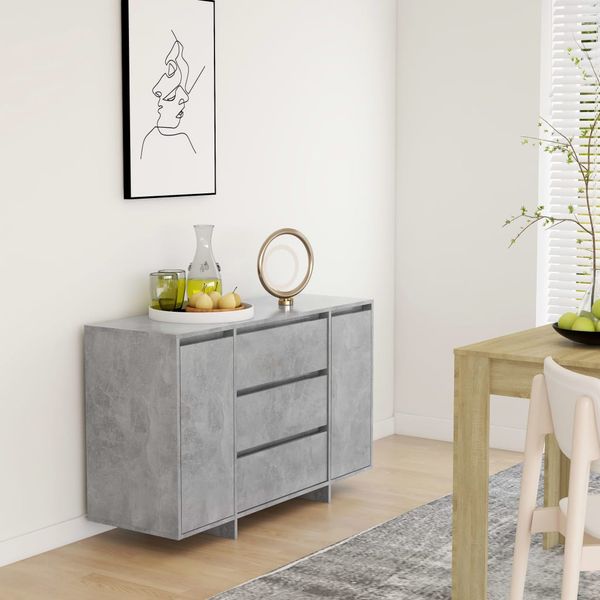 vidaXL Komoda, 3 zásuvky, betónovo sivá 120x41x75 cm, kompozitné drevo