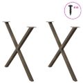 vidaXL Nohy k jedálenskému stolu v tvare X, 2 ks, prírodná oceľ, 90 x (72-73) cm, oceľ