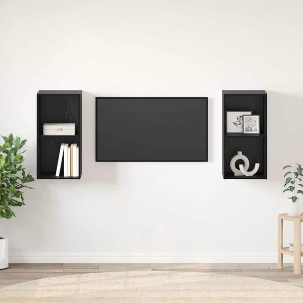 vidaXL Zostava TV skriniek Nástenný 2 pcs Čierny dub 37 x 37 x 72 cm