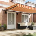 vidaXL Sklopná markíza Žltá a oranžová 500 × 350 cm Polyester a hliník