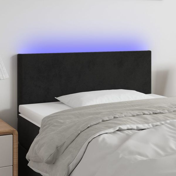 vidaXL Čelo postele s LED čierne 100x5x78/88 cm zamat