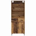 vidaXL Highboard Staré drevo 69,5 x 34 x 180 cm Kompozitné drevo