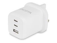 Sieťový adaptér - kompaktný, GaN - 65 watt - 5 A - PD 3.0 - 3 výstupné konektory (2x USB-C, USB) - biela - Veľká Británia