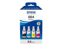 4-balenie - čierna, purpurová, azúrová, žltá - originálna - atramentový zásobník - pre Epson L380, L395, L495; EcoTank ET-2650, L1455, L656; EcoTank ITS L3050, L3060, L3070
