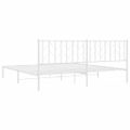 vidaXL Kovový rám postele s čelom biely 200x200 cm
