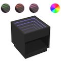 vidaXL Nočný stolík s nekonečnými LED čierny 50x50x50 cm