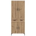 vidaXL Highboard Remeselný dub 69,5 x 34 x 180 cm Kompozitné drevo