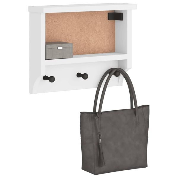 vidaXL Nástenný vešiak SANDNES biela 45x12x35 cm borovicový masív