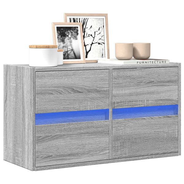 vidaXL TV nástenná skrinka s LED svetlami sivá sonoma 80x31x45 cm