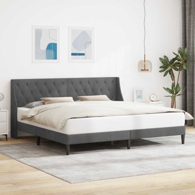 vidaXL Rám postele s čelnou doskou Tmavosivá 193 x 203 cm Zamat