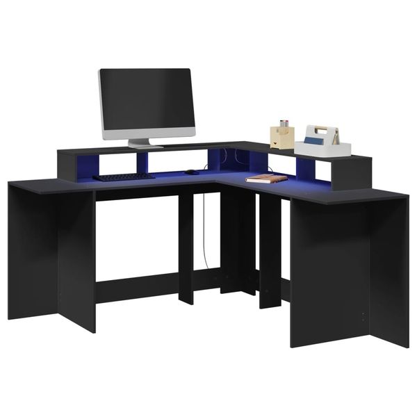 vidaXL Stôl s LED svetlami čierny 152x152x91 cm kompozitné drevo