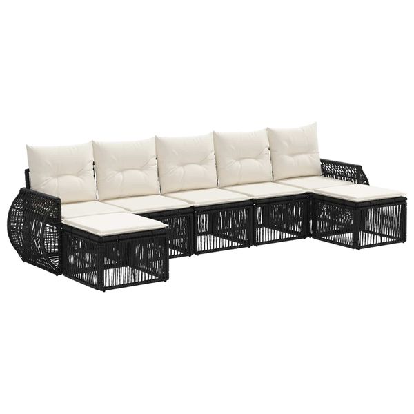 vidaXL Súprava záhradných pohoviek 7 pcs Čierna a krémová biela
