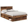 vidaXL Rám postele Staré drevo 120 x 200 cm Masívne borovicové drevo