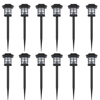 Solárna LED lampa, sada 12 ks s bodcom, 8,6 x 8,6 x 38 cm