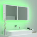 vidaXL Kúpeľňová skrinka s LED a zrkadlom, biela 100x12x45 cm, akryl