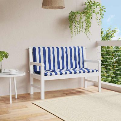 vidaXL Podložky na záhradnú lavičku 2 ks modro-biele 120x50x7cm látka