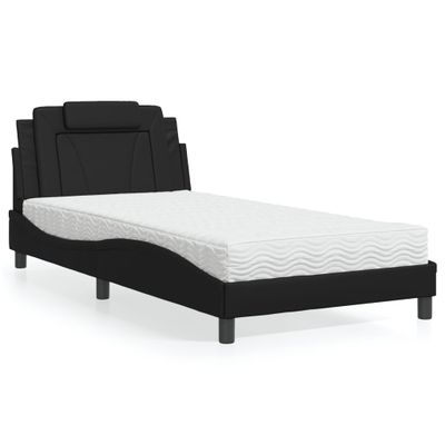 vidaXL Posteľ Viana s matracom čierna 100x200 cm umelá koža