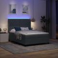 vidaXL Posteľ s pružinovým rámom s LED Tmavo šedá 160 x 200 cm Zamat