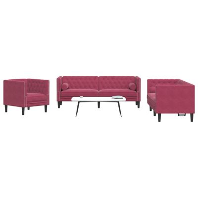 vidaXL 3-miestna Sedacia súprava Chesterfield s opierkami zamat