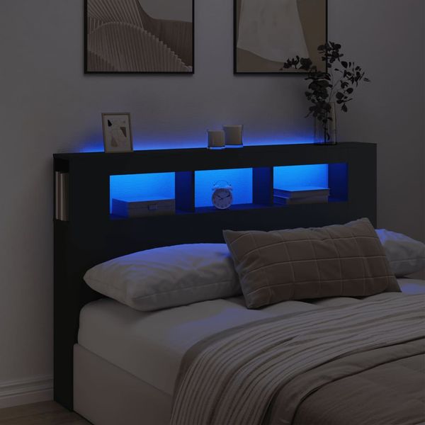 vidaXL Čelo s LED čierne 160x18,5x103,5 cm kompozitné drevo