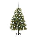 vidaXL Umelý vianočný stromček s pniškami Zelená 120 cm PVC a PE a kov