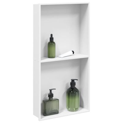 vidaXL Výklenok do sprchy matná biela 32x62x9 cm nerezová oceľ