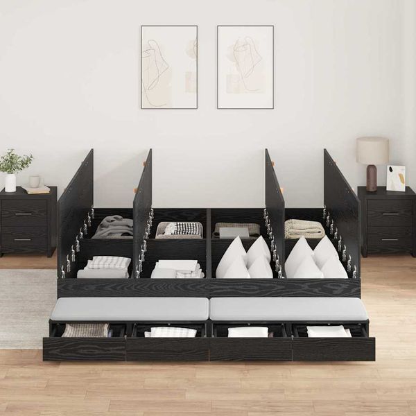 vidaXL Rám postele s úložným prostorem so zásuvkou Čierny dub 180 cm