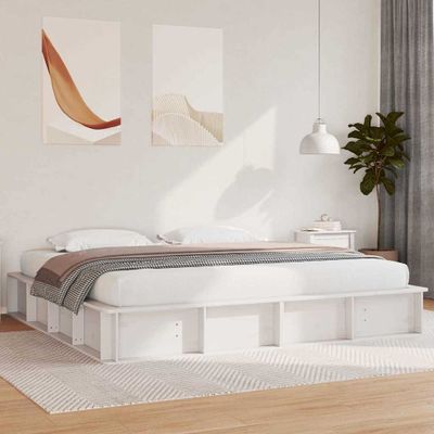 vidaXL Rám postele Biela 180 x 200 cm Masívne borovicové drevo